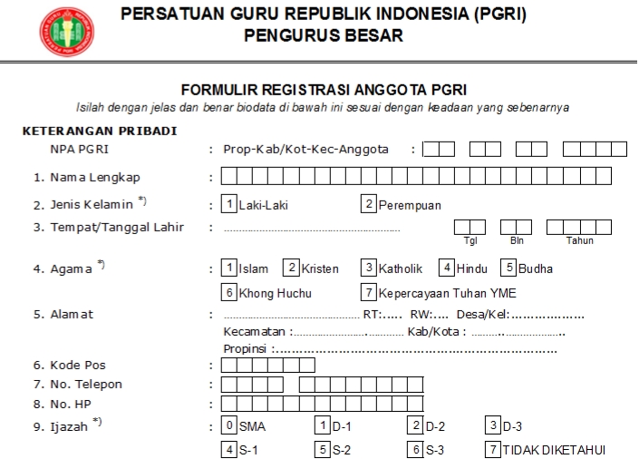 Pendaftaran PGRI Palangkaraya - Persatuan Guru Republik Indonesia Cabang Palangkaraya